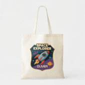 かわいい宇宙探検家のバッジ トートバッグ (正面)
