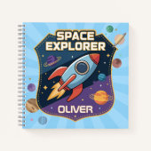 かわいい宇宙探検家のバッジ ノートブック (正面)
