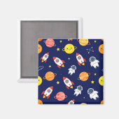 かわいい宇宙探検家の子供パターン マグネット (正面/裏面)