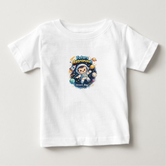 かわいい宇宙探検家 未来の宇宙飛行士 ベビー服 ベビーTシャツ (正面)