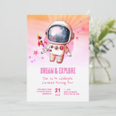 かわいい宇宙探検4歳の誕生日 招待状 (スタンド正面)