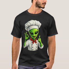 かわいい宇宙料理人のデザイン おしゃれな宇宙人シェフ Tシャツ