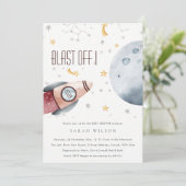 かわいい宇宙星空の惑星ベビーシャワー招待状 サンキューカード (スタンド正面)