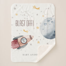かわいい宇宙星空の惑星モノグラムボーイズ シェルパブランケット