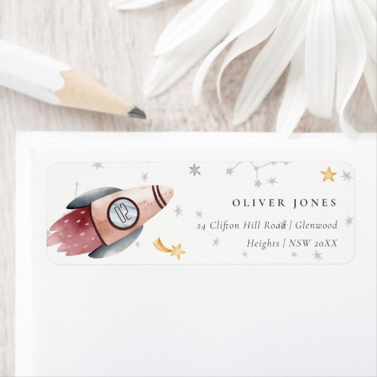 かわいい宇宙星空の惑星誕生日アドレス ラベル (インサイチュ)