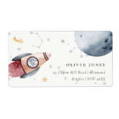 かわいい宇宙星空の惑星誕生日アドレス ラベル (正面)