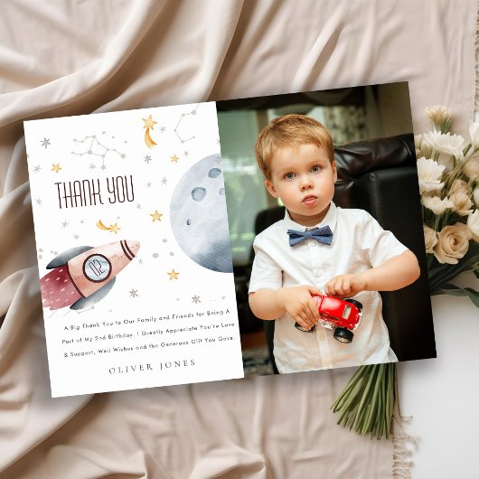 かわいい宇宙星空の惑星 あらゆる年齢の誕生日 サンキューカード