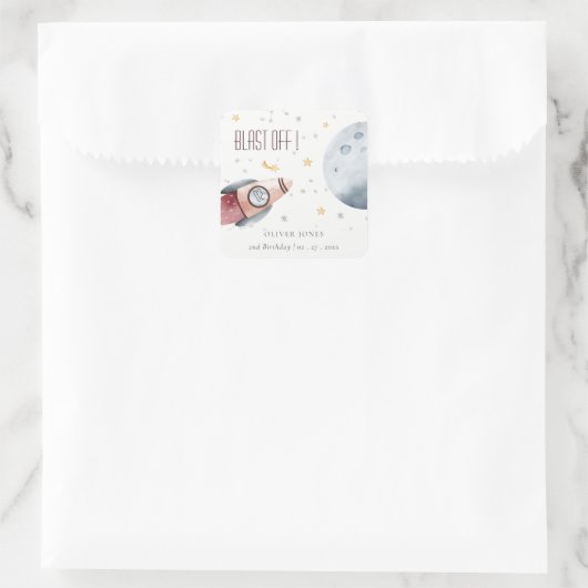 かわいい宇宙星空の惑星Any Age誕生日 スクエアシール (バッグ)