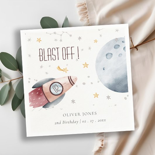 かわいい宇宙星空の惑星Any Age誕生日 スタンダードカクテルナプキン