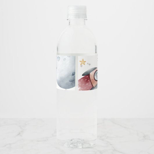 かわいい宇宙星空の惑星Any Age誕生日 ペットボトルラベル (裏面)