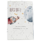 かわいい宇宙星空の惑星Any Age誕生日 ミディアムペーパーバッグ (正面)