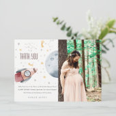 かわいい宇宙星空ロケット惑星ベビーシャワー サンキューカード (スタンド正面)