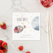 かわいい宇宙星空ロケット赤ちゃんシャワー スタンダードカクテルナプキン (インサイチュ)