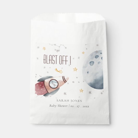 かわいい宇宙星空ロケット赤ちゃんシャワー フェイバーバッグ (正面)