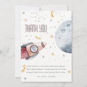 かわいい宇宙星空惑星あらゆる年齢の誕生日 サンキューカード (正面)