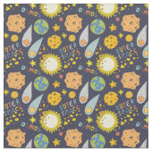 かわいい宇宙漫画 ファブリック (クローズアップ)