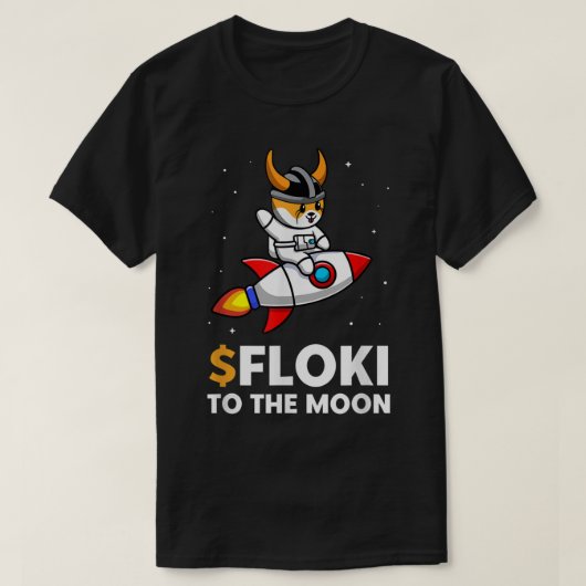 かわいい宇宙犬ロケットのミームデザイン Tシャツ (デザイン正面)