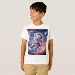かわいい宇宙猫宇宙飛行士イラストTシャツ Tシャツ