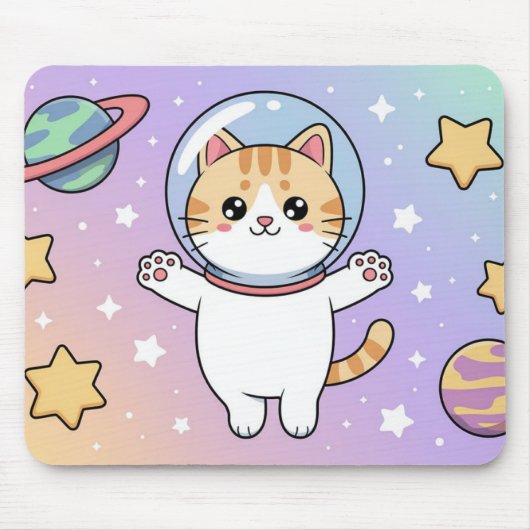 かわいい宇宙猫宇宙飛行士マウスパッド マウスパッド (正面)
