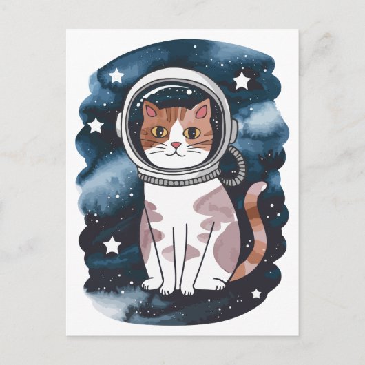 かわいい宇宙猫宇宙飛行士 シーズンポストカード (正面)