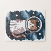 かわいい宇宙猫宇宙飛行士 ジグソーパズル (横)