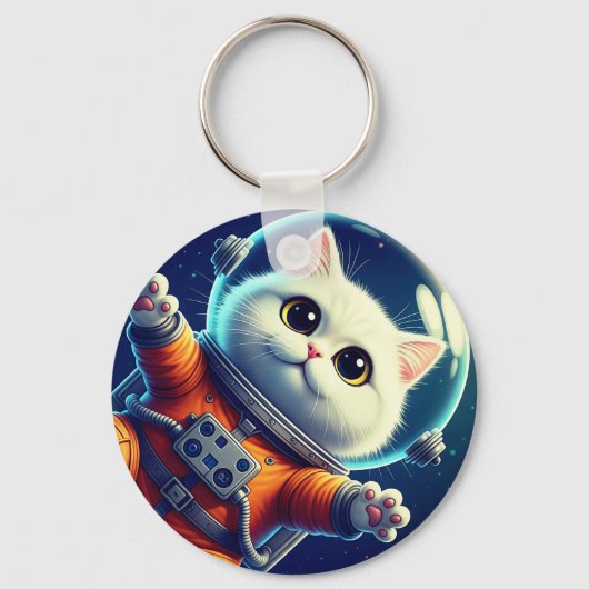 かわいい宇宙猫 キーホルダー (正面)