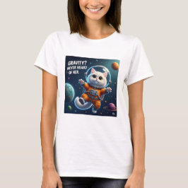 かわいい宇宙猫 グラビティ？知らない子ですね Tシャツ