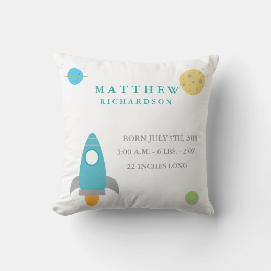 かわいい宇宙生誕案内枕 クッション (正面)