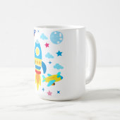かわいい宇宙船ロケットシップ柄 コーヒーマグカップ (正面右)