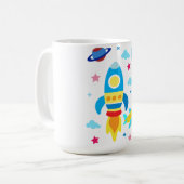 かわいい宇宙船ロケットシップ柄 コーヒーマグカップ (正面左)