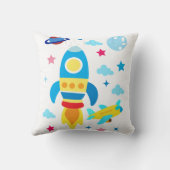 かわいい宇宙船ロケットパターン クッション (裏面)