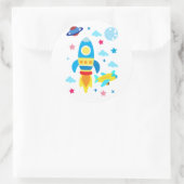 かわいい宇宙船ロケットパターン ラウンドシール (バッグ)