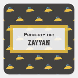 かわいい宇宙船乗りパーソナライズされた型 スクエアシール