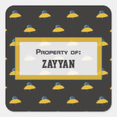 かわいい宇宙船乗りパーソナライズされた型 スクエアシール (正面)