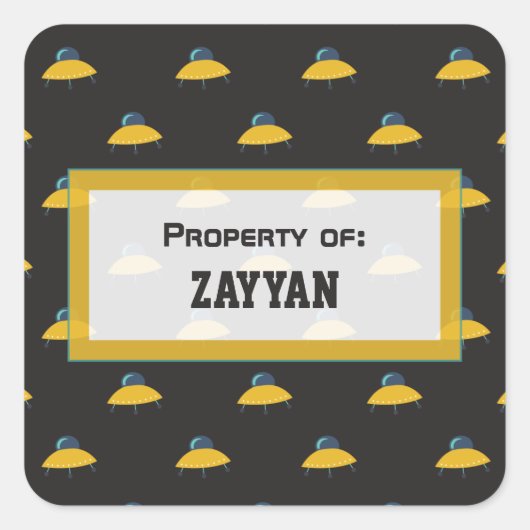 かわいい宇宙船乗りパーソナライズされた型 スクエアシール (正面)