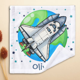 かわいい宇宙船 地球の周り ウォッシュタオル
