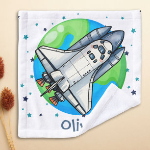 かわいい宇宙船 地球の周り ウォッシュタオル