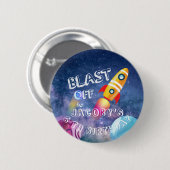 かわいい宇宙誕生日 パーソナライズされた 缶バッジ (正面&裏面)