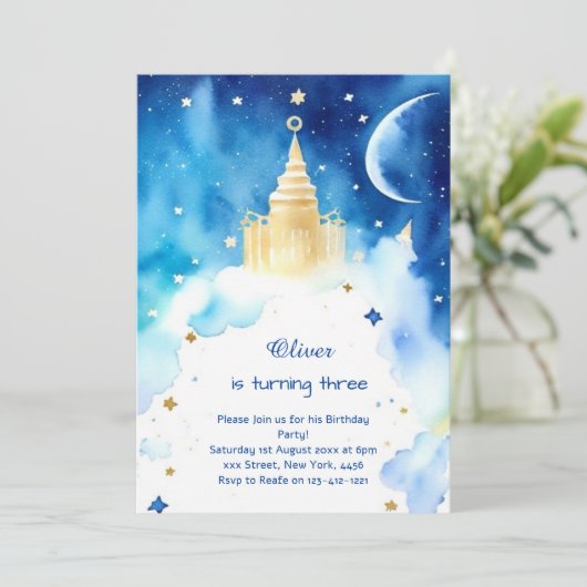 かわいい宇宙銀河誕生日 招待状 (スタンド正面)