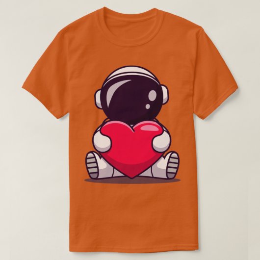 かわいい宇宙飛行士がハートラブを保持 Tシャツ (デザイン正面)