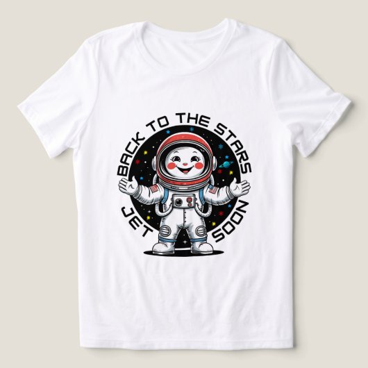 かわいい宇宙飛行士が星に戻るデザイン トライブレンドＴシャツ (デザイン正面)