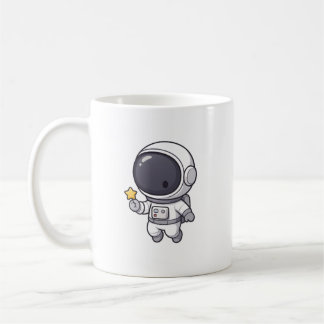 かわいい宇宙飛行士が星を持つマグカップ コーヒーマグカップ