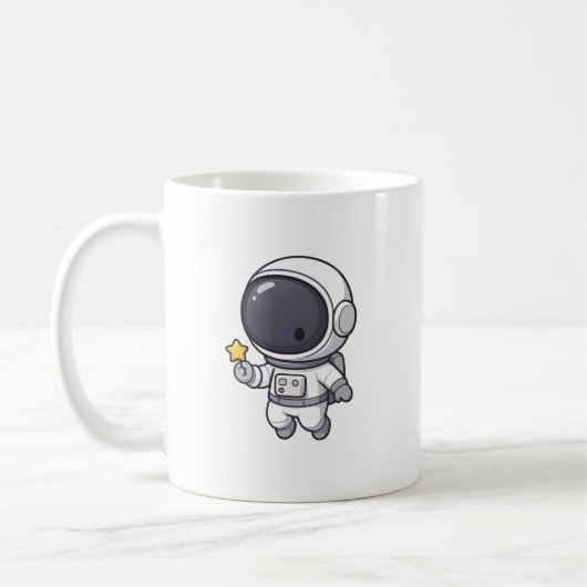 かわいい宇宙飛行士が星を持つマグカップ コーヒーマグカップ (左)