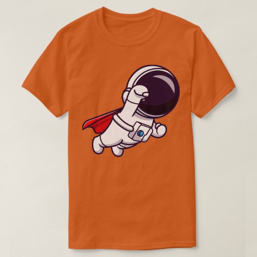 かわいい宇宙飛行士すごいの飛んでいる漫画 Tシャツ (デザイン正面)