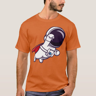 かわいい宇宙飛行士すごいの飛んでいる漫画 Tシャツ