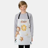 かわいい宇宙飛行士と愛らしい宇宙冒険 エプロン (着用した状態)