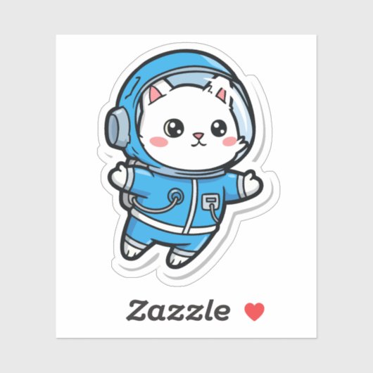 かわいい宇宙飛行士ねこ かわいいステッカー シール (シート)