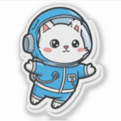 かわいい宇宙飛行士ねこ かわいいステッカー シール (正面)