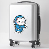 かわいい宇宙飛行士ねこ かわいいステッカー 14x14 シール (スーツケース)