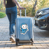 かわいい宇宙飛行士ねこ かわいいステッカー 14x14 シール (スーツケースインサイチュ)
